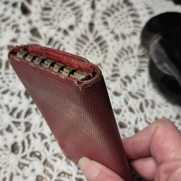 Authentic CHANEL Burgundy Textured Leather Button Key Card Wallet with Gold CC - Picture 9 of 12